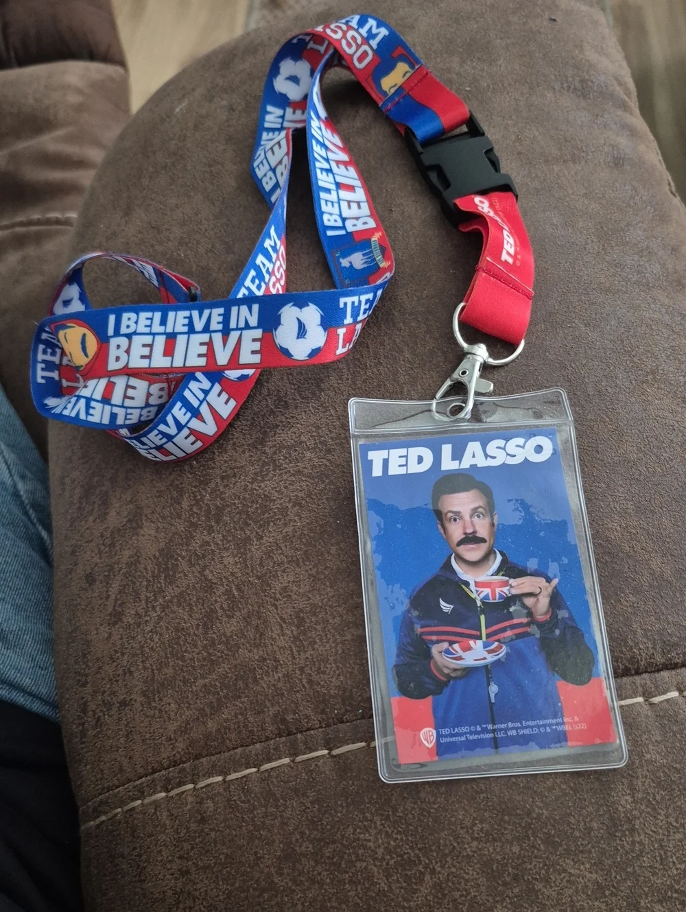 Red & Blue 'I Believe' Lanyard with Badge Holder - Ted Lasso Design